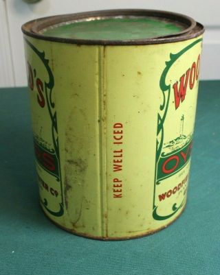 WOODFIELDS FISH & OYSTER CO GALESVILLE MD OYSTER TIN CAN GALLON MD 81 7