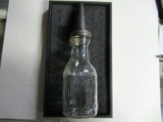 Vintage Motor Oil Glass Bottle With Metal Spout - The Master Mfg.  Co.