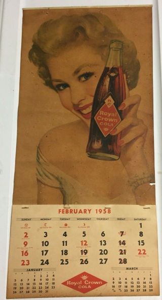 Vintage Rc Cola Soda - Royal Crown 1958 Wall Calendar