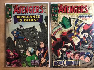 Avengers 20 & 46 Marvel Comics 1965 Captain America Low Grade Stan Lee