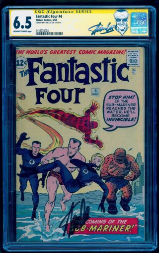 Fantastic Four 4 Cgc 6.  5 Ss Signed Stan Lee 1st Sub - Mariner Bright Colors