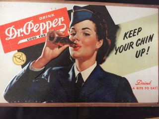Dr.  Pepper Keep Your Chin Up Metal Sign Military Woman Litho By J V Reed,  Ky