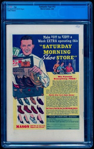 FANTASTIC FOUR 13 CGC 7.  0 1st WATCHER BRIGHT COLORS SEE OUR 49 2