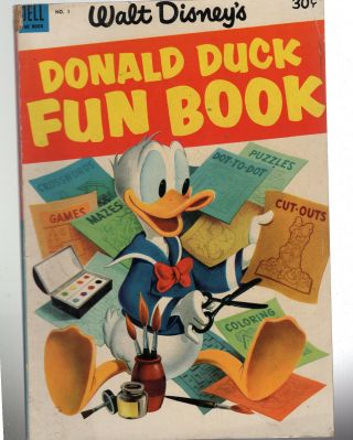 Dell Giant Donald Duck Fun Book 1 Rare 30 Cent Cover Test Market Version