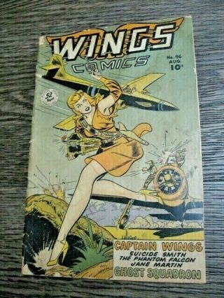Wings Comics 96 (1948) Pre - Code Sexy Pinup Cover Wwii Golden Age Fiction House