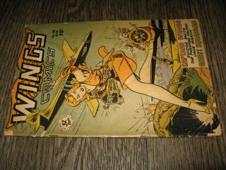 WINGS COMICS 96 (1948) PRE - CODE SEXY PINUP COVER WWII GOLDEN AGE FICTION HOUSE 5