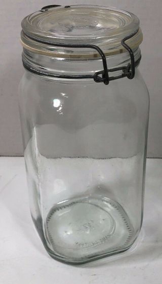 Vintage FIDENZA VETRI Glass Canister Jar w/Wire Bail Lid 6 - Italy 1.  5 liters 3