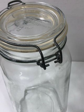 Vintage FIDENZA VETRI Glass Canister Jar w/Wire Bail Lid 6 - Italy 1.  5 liters 4