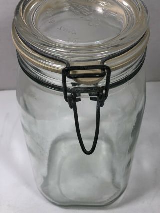 Vintage FIDENZA VETRI Glass Canister Jar w/Wire Bail Lid 6 - Italy 1.  5 liters 5