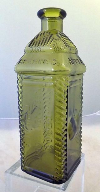 Vintage Perrines Apple Ginger Bottle Wheaton Green Log Cabin Figural