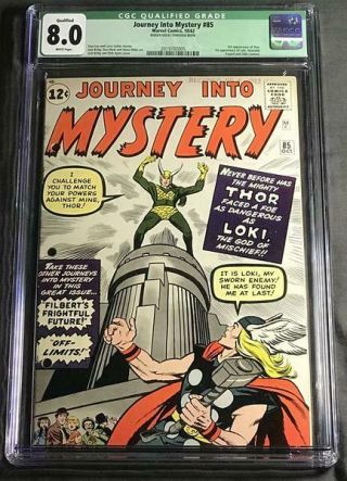 Journey Into Mystery 85 Cgc 8.  0 White Pages,  Qualified - 1st Loki - Marvel 1962