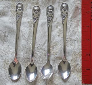 4 Vintage Gerber Baby Feeding Long Handle Spoons Winthrop Silver Plate