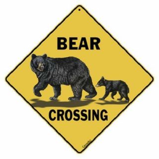 Bear Family Metal Crossing Sign 16 1/2 " X 16 1/2 " Diamond Shape 197