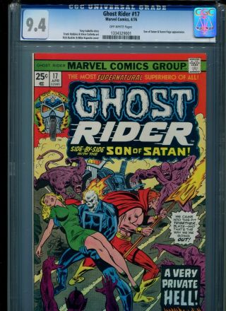 Ghost Rider 17 Cgc 9.  4 (1976) Son Of Satan Karen Page