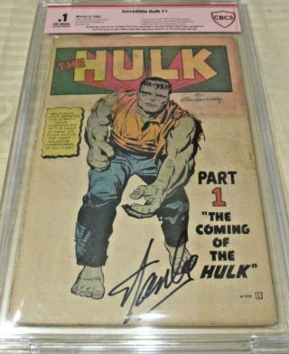 The Incredible Hulk 1 (1st Appearance & Origin) Signed Stan Lee Cbcs Graded