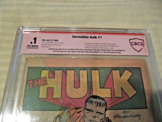 THE INCREDIBLE HULK 1 (1ST APPEARANCE & ORIGIN) SIGNED STAN LEE CBCS GRADED 2