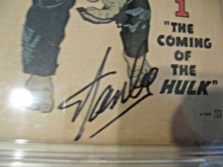 THE INCREDIBLE HULK 1 (1ST APPEARANCE & ORIGIN) SIGNED STAN LEE CBCS GRADED 8