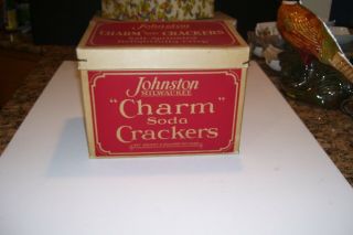 Vintage/antique Cardboard Adv.  Box - Johnston Milwaukee " Charm " Soda Crackers