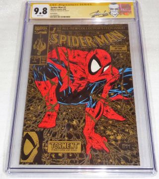 Spider - Man 1 Cgc Ss 9.  8 Signature Autograph Stan Lee Mcfarlane Gold Edition Cvr