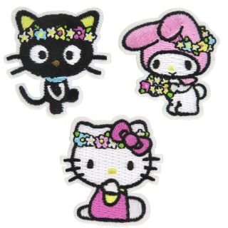 Hello Kitty Embroidered Pin Set Of 3 Lootcrate Sanrio Rare