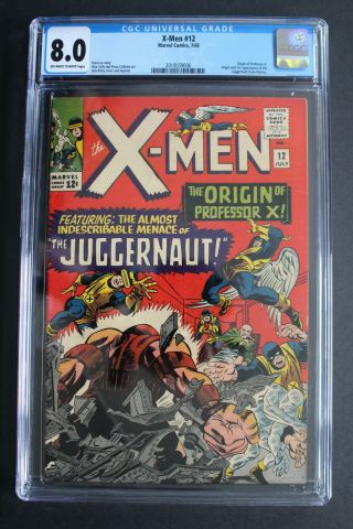 X - Men 12 Origin 1st Juggernaut 1965 Movies Origin Professor X Kirby Cgc Vf 8.  0