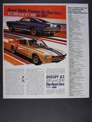 1967 Shelby Gt Gt350 & Gt500 Color Illustration Art Vintage Print Ad