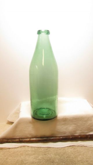 Rare Antique Blown Bottle - Color With Crude Rolled Over Top