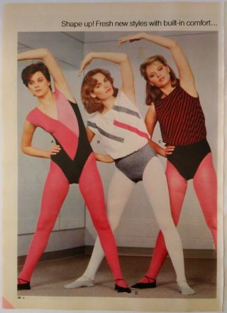 1985 Vintage PAPER PRINT AD fashion tights exercise wear lingerie underwear 2