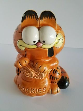 Vtg Garfield " Mine,  All Mine " Cookie Jar Enesco E5932,  W/original Label