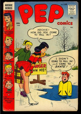 Pep Comics 125 Early Silver Age Archie Betty & Veronica 1958 Gd - Vg