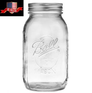 Ball Regular Mouth Clear Glass 32oz Quart Mason Jar Jams Canning Jellies (1 Jar)