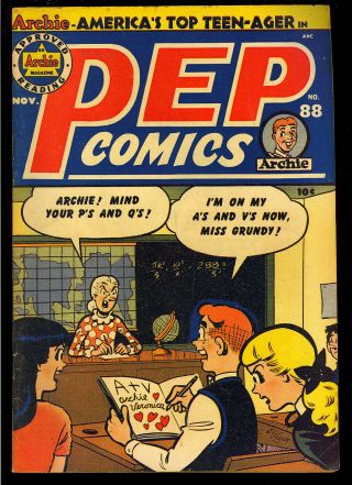 Pep Comics 88 Pre - Code Golden Age Archie Betty & Veronica 1951 Vg - Fn