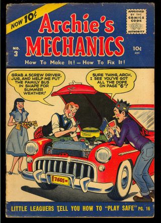 Archie’s Mechanics 3 Last Issue Golden Age Betty & Veronica Comic 1955 Vg
