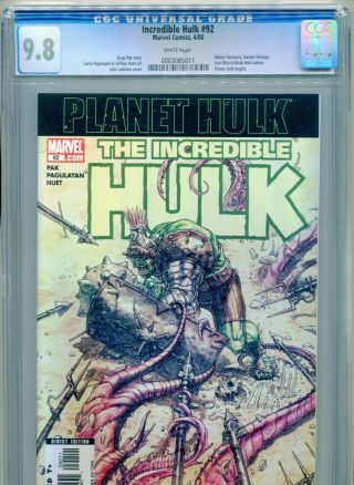 2006 Marvel The Incredible Hulk 92 1st Appearance Planet Hulk & Miek Cgc 9.  8