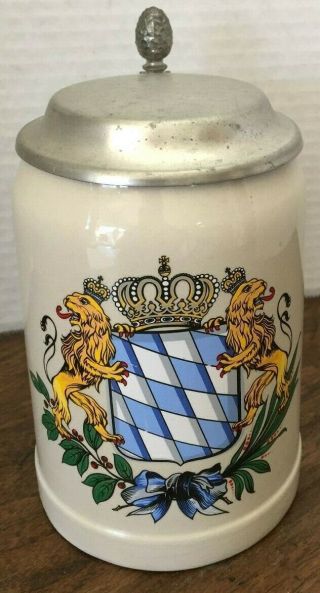 Vintage Lidded Bavarian 0.  5l Gerz Beer Stein