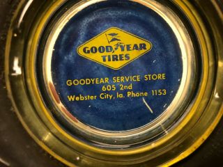 Vintage Goodyear Tire Advertising Ashtray - Webster City,  Iowa 2
