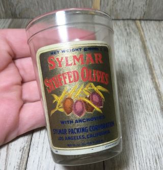 Vintage Sylmar Stuffed Olives Clear Glass Labeled Jar