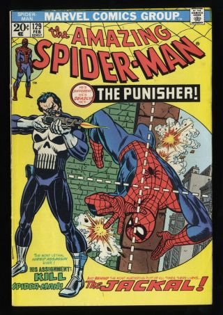 Spider - Man 129 Fn 6.  0 White Pages 1st Punisher