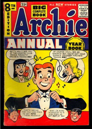 Archie Annual 8 Golden Age Betty & Veronica Giant Comic 1956 Vg - Fn