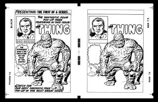 Jack Kirby Fantastic Four 2 Pin Up Rare Large Production Art Two Up
