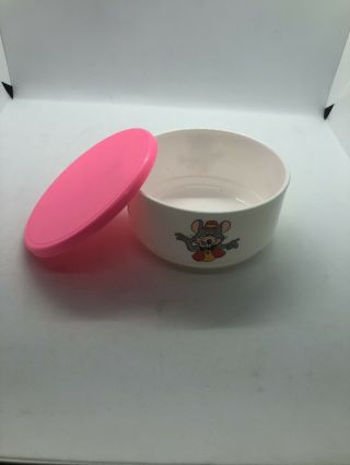 Rare Vtg Pizza Time Theatre Chuck E Cheese Bowl Dish Pink Lid Token Holder