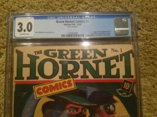 Green Hornet Comics 1 CGC 3.  0 Holyoke 1940 1st Appearance of The Green Hornet 5