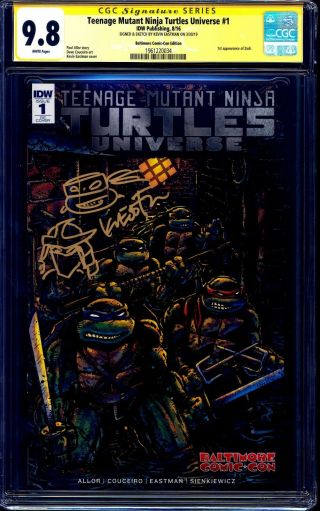 Tmnt Universe 1 Baltimore Variant Cgc Ss 9.  8 Signed Double Sketch Kevin Eastman