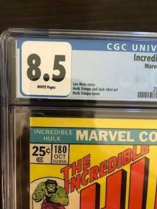 Incredible Hulk 180 CGC 8.  5 VF,  1st Appearance Of Wolverine - 2