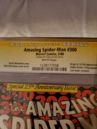SPIDERMAN 300,  SIGNED BY STAN LEE,  CGC 9.  4,  SWEET UPC BARCODE VARIANT 5