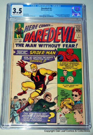 Daredevil 1 Marvel Comic Book 1st Appearance Cgc 3.  5 1964