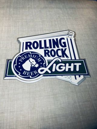 Rolling Rock Light Die Cut Embossed Metal Beer Sign 17.  5” X 16”