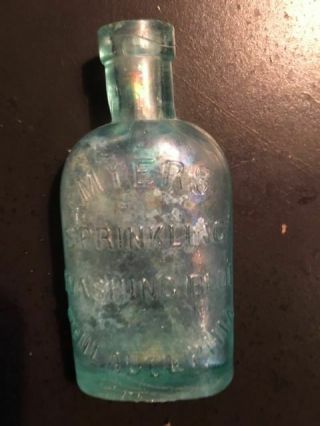 Antique Myers Sprinkling Washing Blue Cleaning Bottle,  Philadelphia,