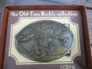 Vintage Cheetos Cheesy Rider Belt Buckle W/ Box Advertising 1970s Mouse Chopper