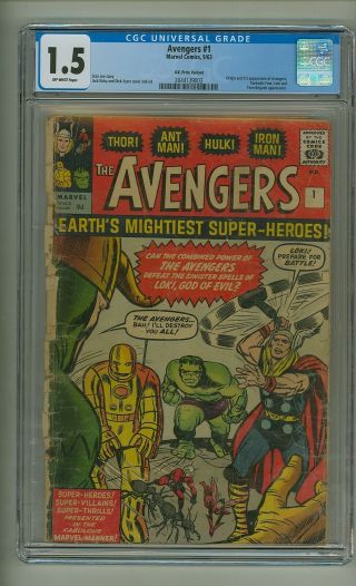 Avengers 1 (cgc 1.  5) O/w P; Origin/1st Appearance; Kirby; Uk Edition (c 24283)